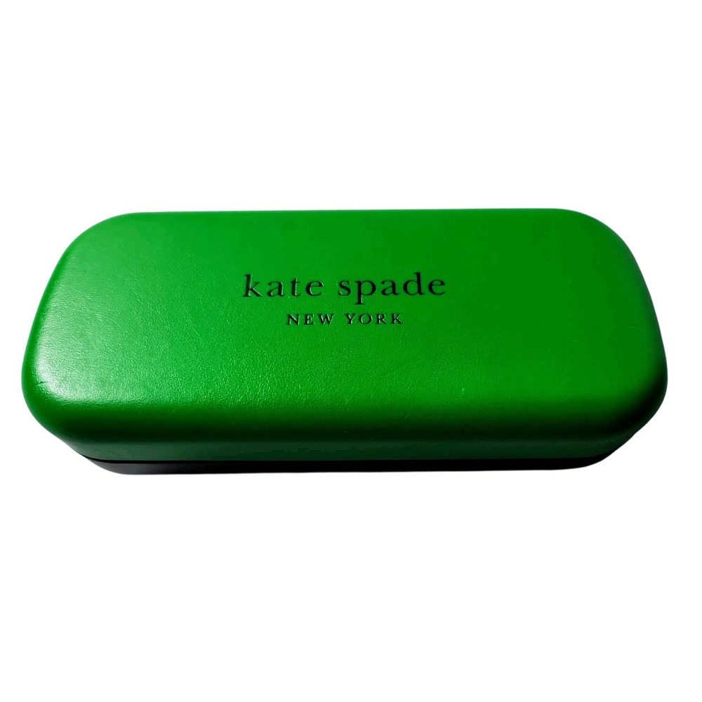 Kate Spade New York Green Black Hard Clamshell Glasses Case with Cleaning Cloth